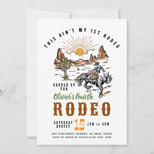このアインマイファーストロデオ誕生日招待状 招待状 (正面)