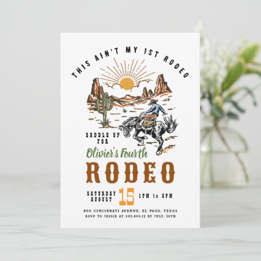 このアインマイファーストロデオ誕生日招待状 招待状 (スタンド正面)