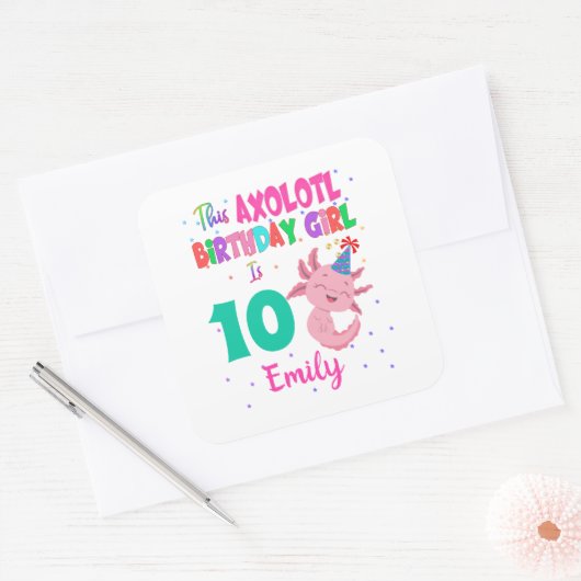 このアクソロトルの女の子は水陸両用サラマンダー スクエアシール (封筒)