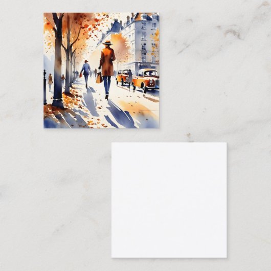 このアーバン絵を描アートの水の色は秋だ スクエア名刺 (正面/裏面)