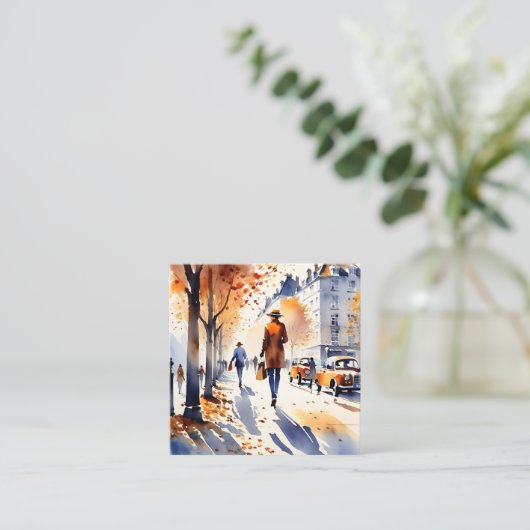 このアーバン絵を描アートの水の色は秋だ スクエア名刺 (スタンド正面)