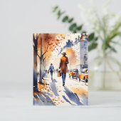 このアーバン絵を描アートの水の色は秋だ ポストカード (スタンド正面)