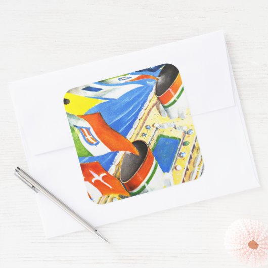 このイタリアン旗の下に~を並べる スクエアシール (封筒)