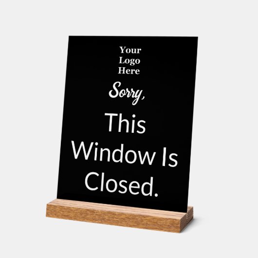 このウィンドウは閉じている白黒文字ロゴ アクリルサイン (傾斜)