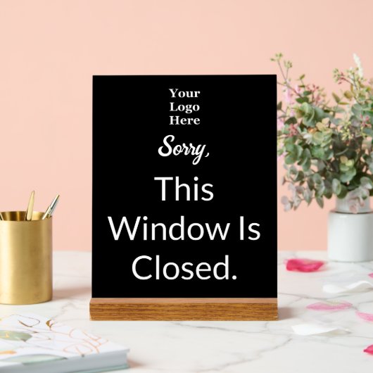 このウィンドウは閉じている白黒文字ロゴ アクリルサイン (ウェディング)