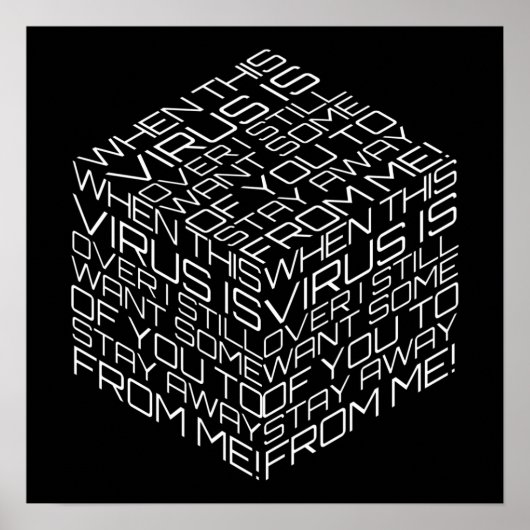 このウイルスが白い文字キューブ上にある場合 ポスター (正面)