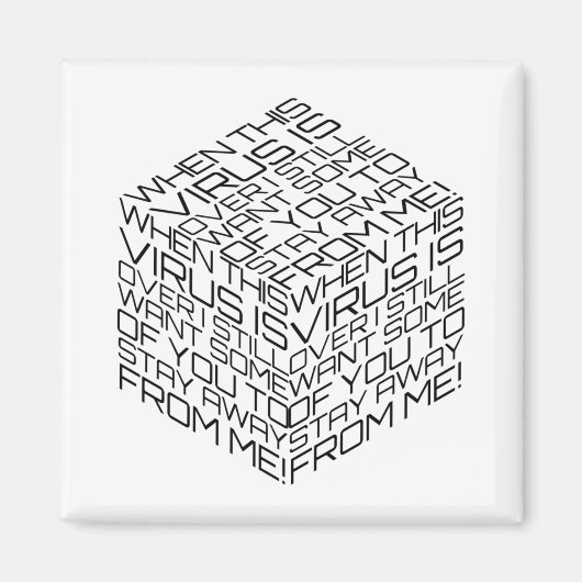 このウイルスが黒い文字キューブを超える場合 マグネット (正面)