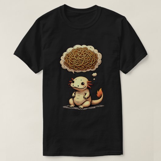 このウーパールーパーの思考の泡を過剰に考えてみて 内向的な人向け スペース Tシャツ (デザイン正面)