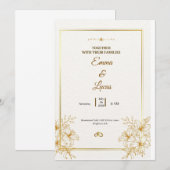 このエレガントなウェディングで愛を祝いましょう 招待状 (正面/裏面)