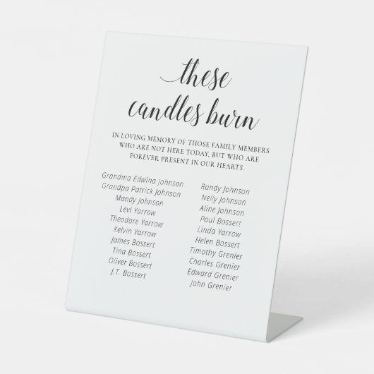 このエレガントキャンドルは家族懇親会メモリアルを燃やす 台座サイン (正面)