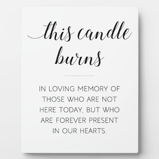 このエレガントロウソクは愛情のこもった記憶の看板に燃える フォトプラーク (正面)