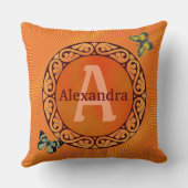 このオレンジおよび蝶をカスタマイズ クッション (裏面)