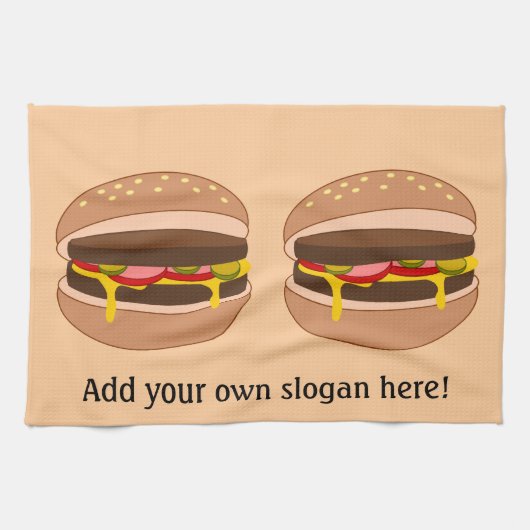 このカスタマイズハンバーググラフィック キッチンタオル (横)