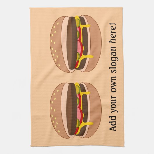 このカスタマイズハンバーググラフィック キッチンタオル (縦)
