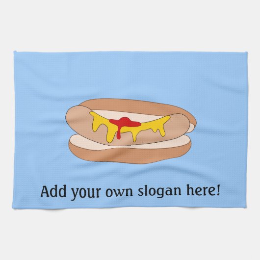 このカスタマイズホットドッグのグラフィック キッチンタオル (横)