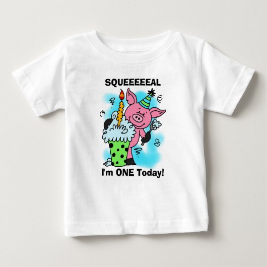 このカスタマイズ子豚誕生日Tシャツ ベビーTシャツ (正面)