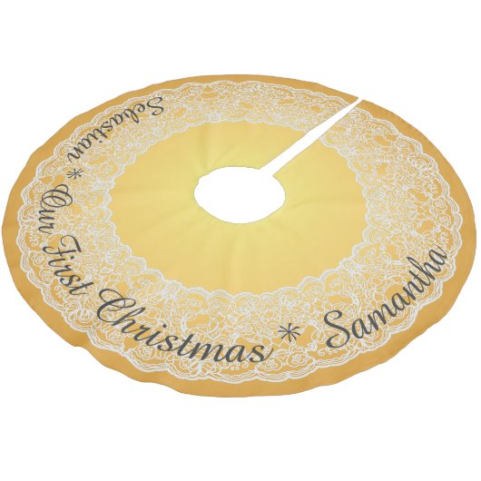 このカスタマイズ曲曲文字金ゴールドヴィンテージレース ブラッシュドポリエステルツリースカート (アングル)