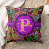 このカスタマイズ豪華なペイズリーと紫 クッション (ブランケット)