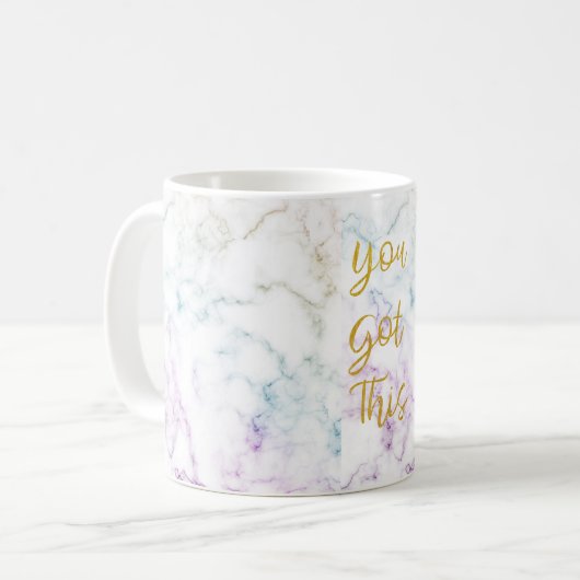 このカラフル大理感動的石引用文 コーヒーマグカップ (正面左)