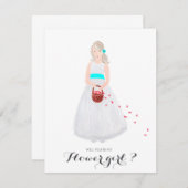 このカードを私のフラワーガールにしてくれますか 招待状 (正面/裏面)