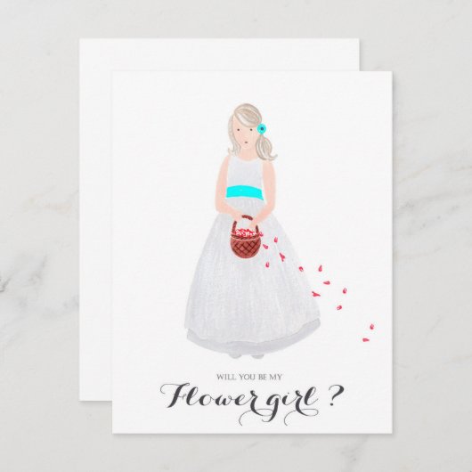 このカードを私のフラワーガールにしてくれますか 招待状 (正面/裏面)
