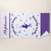 このガールラブズ姿スケートで滑る ビーチタオル (正面)