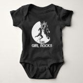 このガールロック登山大きい石カラビナークライマー ベビーボディスーツ (正面)