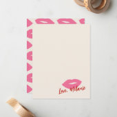 このキス スクリプト ステーショナリー ノート カード - ピンク (正面/裏面インサイチュ)