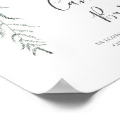 このキャンドルが燃えるグリーンウェディングサイン ポスター (角)