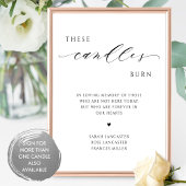 このキャンドルが燃える、メモリアル ウェディング サイン