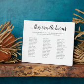 このキャンドルが燃え続ける 学校の同窓会 追悼 フォトプラーク (側面)