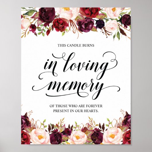 このキャンドルは愛する記憶の中で燃えています 追悼プレート ポスター (正面)