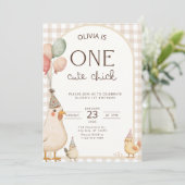 このキュートなチックの誕生日 このチックは1歳 招待状 (スタンド正面)