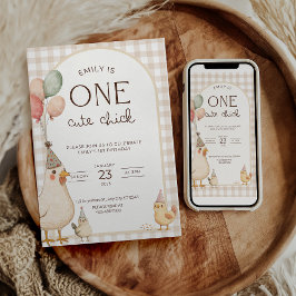 このキュートなチックの誕生日 このチックは1歳 招待状