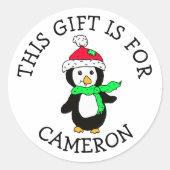 このギフトはクリスマスかわいいペンギンの名札 ラウンドシール (正面)