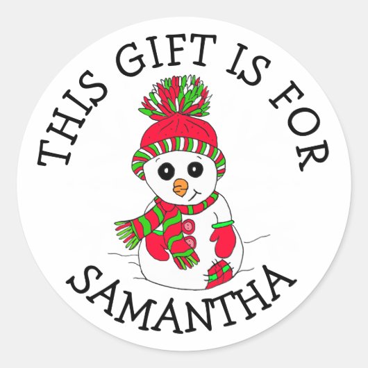 このギフトは名札かわいい雪だるまクリスマス ラウンドシール (正面)
