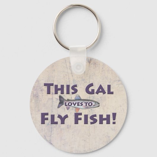 このギャルは魚を飛ぶのが大好き!マス釣り キーホルダー (正面)