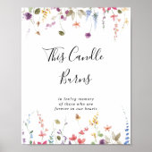 このクラシックでカラフルな野生の花のキャンドル 燃えます ポスター (正面)