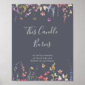 このクラシックブルーのワイルドフラワーローソク 燃える ポスター (正面)