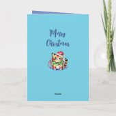 このクリスマスかわいい猫が青く輝く シーズンカード (裏面)