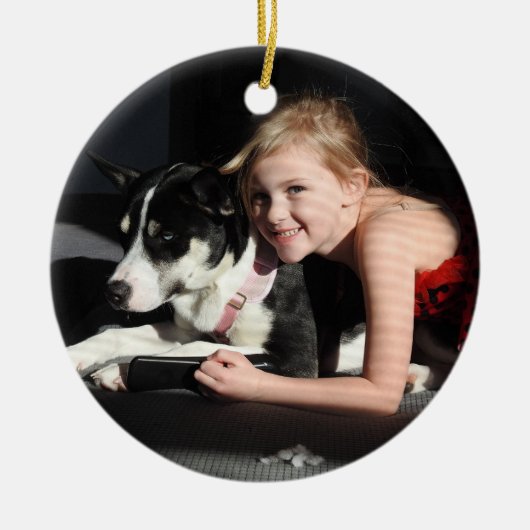 このクリスマスに写真をカスタム追加 セラミックオーナメント (正面)