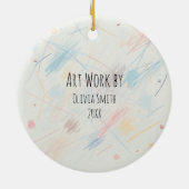 このクリスマスに子どものアートワークを追加 セラミックオーナメント (裏面)