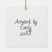 このクリスマスに子どものアートワークを追加 セラミックオーナメント (裏面)