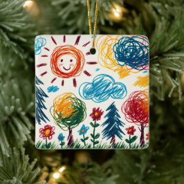 このクリスマスに子どものアートワークを追加 セラミックオーナメント