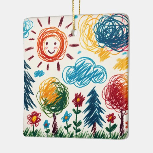 このクリスマスに子どものアートワークを追加 セラミックオーナメント (左)