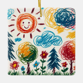 このクリスマスに子どものアートワークを追加 セラミックオーナメント