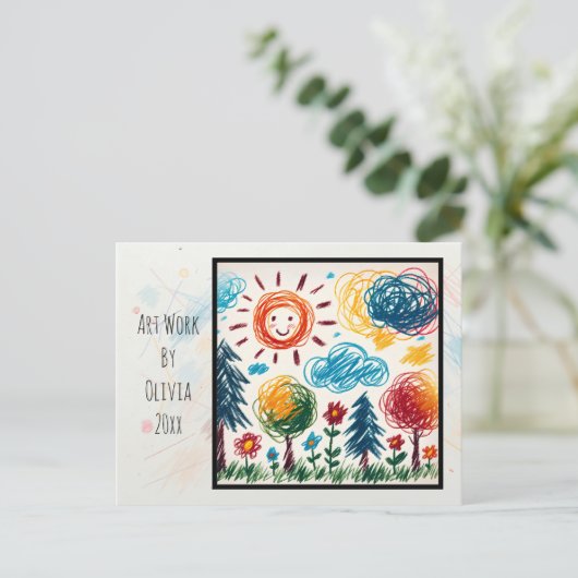 このクリスマスに子どものアートワークを追加 ポストカード (スタンド正面)