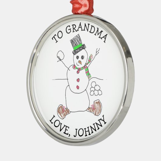 このクリスマスに子どものアートワークを追加 メタルオーナメント (左)