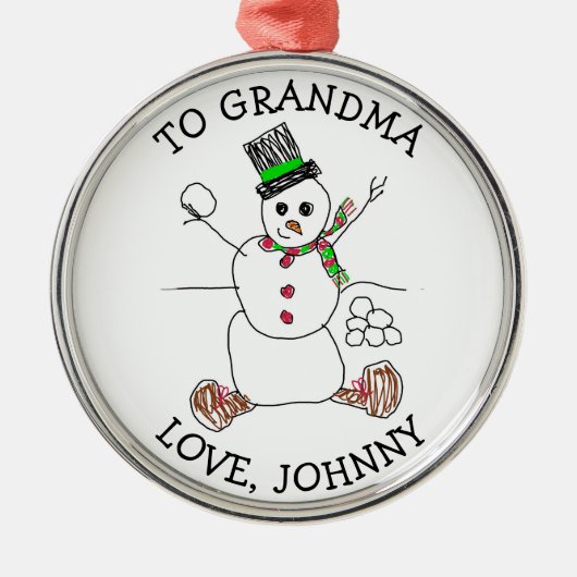 このクリスマスに子どものアートワークを追加 メタルオーナメント (正面)