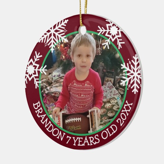 このクリスマスに子どもの写真を追加 セラミックオーナメント (左)